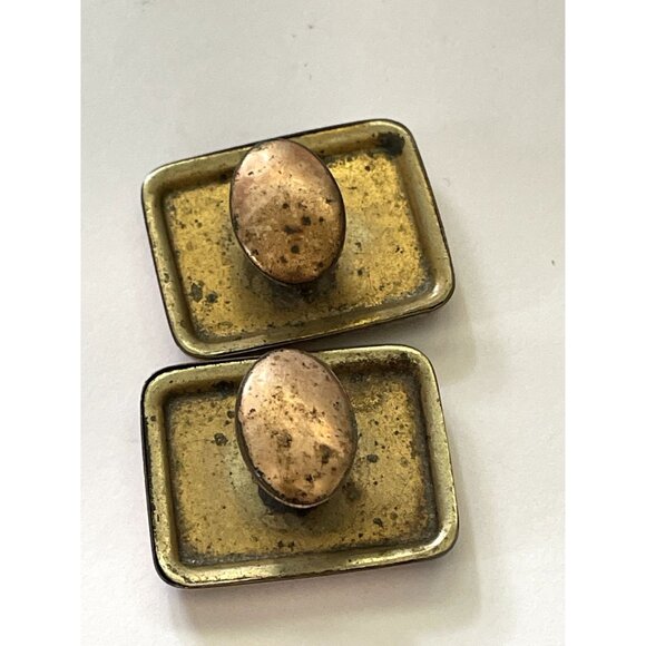 Victorian Rectangular Cuff Links or Buttons Gold Plated With Abalone Shell Front - Picture 5 of 12